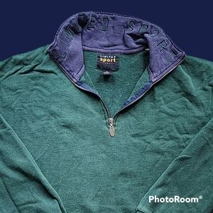 Men's VTG Limited Sport Quarter Zip Sweatshirt XL green / blue